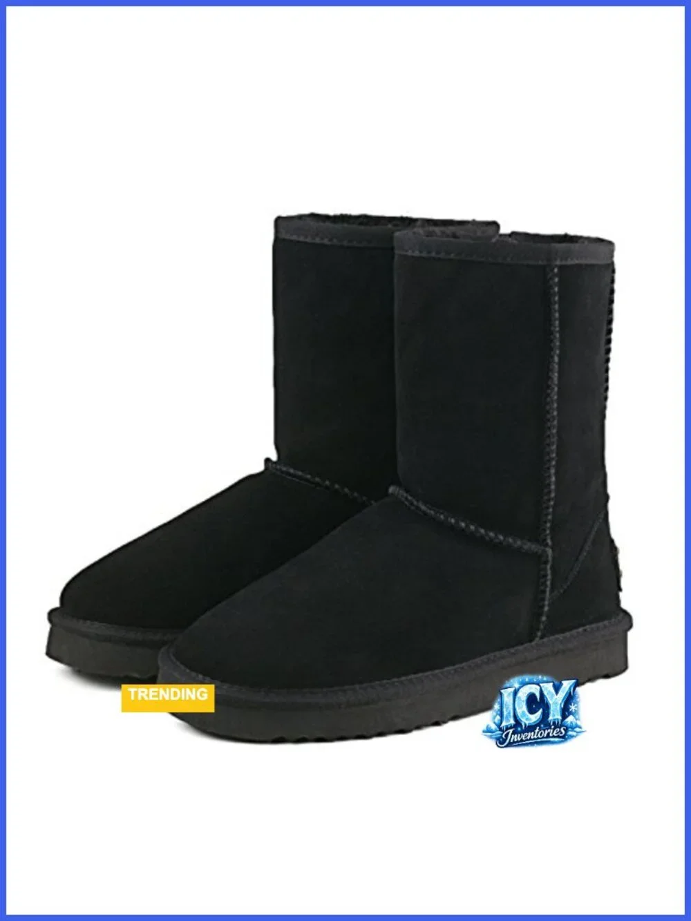 Genuine Suede Waterproof Fur Lined Mid-Calf Snow Boots